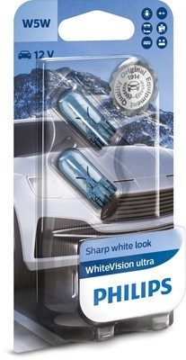 Set 2 becuri Philips W5W WhiteVision Ultra 12V 5W 12961WVUB2 foto