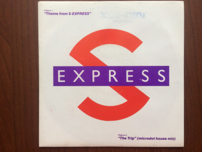 s-express theme from s-express 1988 single disc 7&amp;quot; vinyl muzica house virgin rec foto