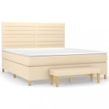 Cumpara ieftin Pat continental cu saltea, crem, 180x200 cm, textil