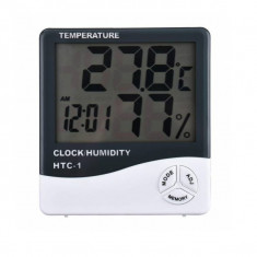 Statie meteo de interior, Higrometru, Termometru, Ceas Display LCD HTC-1 foto