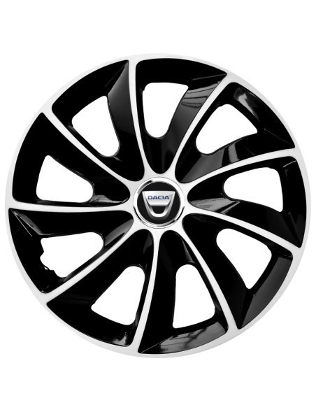 Set 4 Capace Roti Autohelix MSA&reg; potrivite jantelor de 16 inch, pentru Dacia, model Stig Extra Black &amp; White