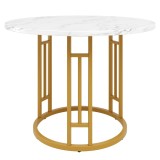 Masă rotundă pentru 4 persoane, Alb+Auriu | Aosom Romania