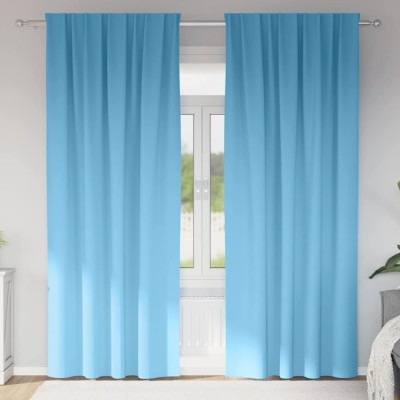 Perdele 2 pcs Albastru deschis 260 x 140 cm Poliester foto