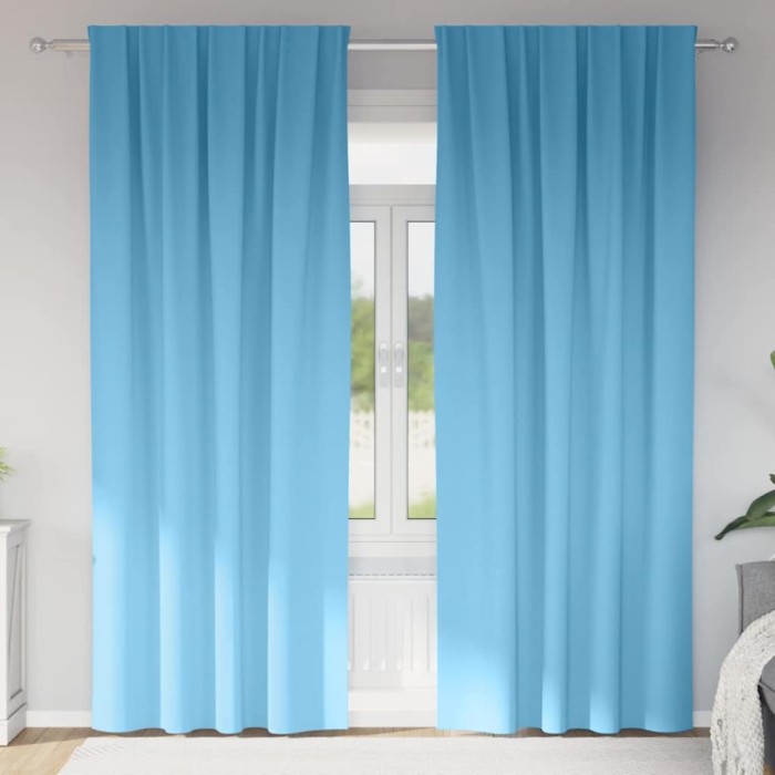 Perdele 2 pcs Albastru deschis 260 x 140 cm Poliester