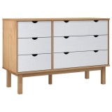 Cumpara ieftin Dulap cu sertar OTTA maro/alb, 111x43x73,5 cm, lemn masiv pin