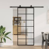 VidaXL Ușă glisantă cu set de feronerie neagră 90x205 cm Sticlă ESG