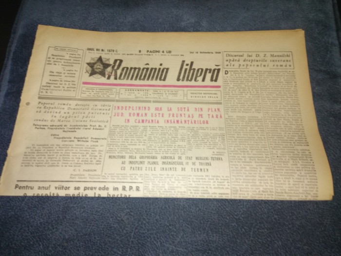 ZIARUL ROMANIA LIBERA 13 OCTOMBRIE 1949