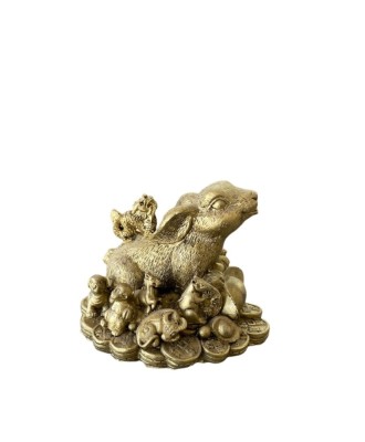 Statueta Feng Shui Iepure cu animalele zodiacului chinezesc, 10cm, FS301 foto