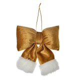 Cumpara ieftin Ornament brad Fundita textil auriu alb 15x3x17 cm