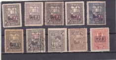 1917 Germania Ocupatia ROMANIA 10 timbre de ajutor supratipar MViR cu varietati foto