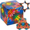 Cub antistres, puzzle magnetic, 72 moduri de aranjare, multicolor, Kruzzel