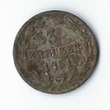 Moneda 3 kreuzer 1831 - Nassau, Germania, 1,23 g argint 0,250