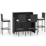 Cumpara ieftin Set mobilier bar de gradina cu perne, 5 piese, negru