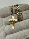 LANT + PANDANTIV AUR 14K - CRUCE - Crucifix - 15.55g - Grecia - 355lei/gr.