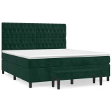 Cumpara ieftin Pat box spring cu saltea, verde inchis, 180x200 cm, catifea
