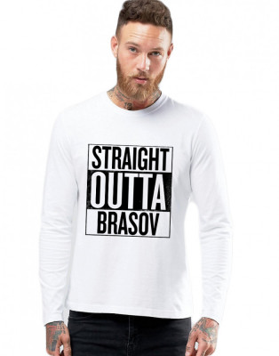 Bluza barbati alba - Straight Outta Brasov - M foto