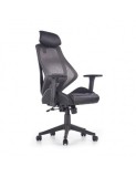 Scaun directorial cu suport lombar HM Hasel, mesh, ergonomic, mecanism multiblock, cotiere reglabile, tetiera integrata, 120 kg, negru/gri