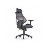 Scaun directorial cu suport lombar HM Hasel, mesh, ergonomic, mecanism multiblock, cotiere reglabile, tetiera integrata, 120 kg, negru/gri