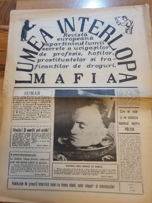 ziarul lumea interlopa, mafia anii &#039;90-anul 1,nr.1-prima aparitie