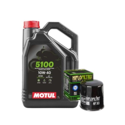 Kit schimb ulei moto Motul 5100 10w40 si Hiflo HF303 foto