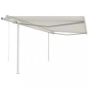 VidaXL Copertină retractabilă automat, cu st&acirc;lpi, crem, 4,5x3,5 m