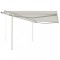 vidaXL Copertină retractabilă automat, cu st&acirc;lpi, crem, 4,5x3,5 m