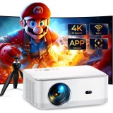 Cumpara ieftin Videoproiector 1080P Full HD, WiFi 6, Bluetooth 5.2, 25000 Lumeni, Suporta 4K, Rezolutie 1920 x 1080, LCD, LED, HDMI, AV, USB, Audio, Mirroring, Zoom,
