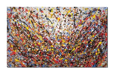 Tablou celebru pictat manual, Compozitie abstracta, 100x60cm ulei pe panza, reproducere Jackson Pollock foto