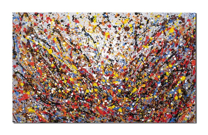 Tablou celebru pictat manual, Compozitie abstracta, 100x60cm ulei pe panza, reproducere Jackson Pollock
