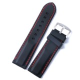 Cumpara ieftin Curea Ceas Silicon Neagra 20mm 22mm, Cusatura Rosie, Time Veranda, Cauciuc