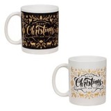 Set C&acirc;ni de Crăciun Ceramice Alb Negru Merry Christmas, CMCLASS