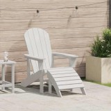 Scaun Adirondack cu suport pentru picioare Alb HDPE