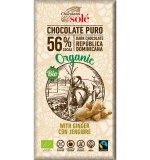 Ciocolata neagra bio cu ghimbir, 56% cacao, 100g Chocolates Sole