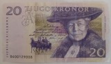 Suedia bancnota 20 coroane - kronor 2007/2008 VF