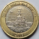 2 pounds 2015 Marea Britanie, Royal Navy, km#1345, First World War, Europa