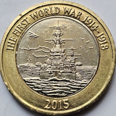 2 pounds 2015 Marea Britanie, Royal Navy, km#1345, First World War