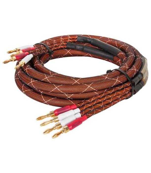 Set cabluri difuzor cu mufe banana 4mm x2 conductor cupru 15AWG 1.6mm2 5m Kruger&amp;Matz KM0335-5M