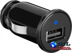 Alimentator USB bricheta auto 1 iesire 1A negru Goobay foto