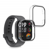 Set 2 huse kwmobile pentru Xiaomi Redmi Mi Watch Lite/Redmi Watch 3, Plastic, Transparent/Negru, 60919.02