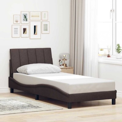 vidaXL Cadru de pat fără saltea, maro &amp;icirc;nchis, 90x200 cm, textil 3310366 foto