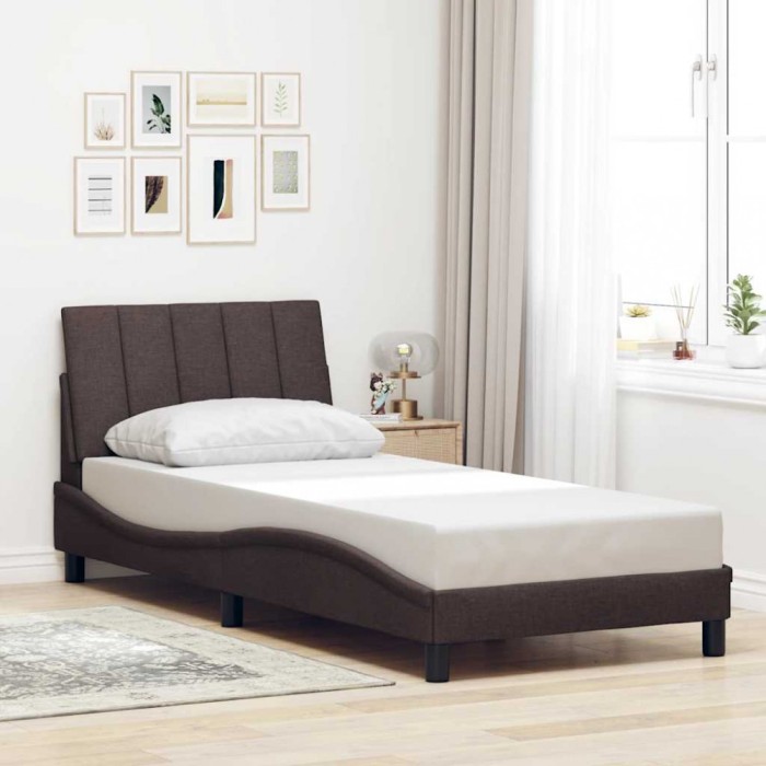 vidaXL Cadru de pat fără saltea, maro &icirc;nchis, 90x200 cm, textil 3310366