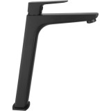 Baterie stativa lavoar inalta Ferro Vitto VerdeLine, monocomanda, cartus ceramic, aerator, racorduri flexibile, Negru mat