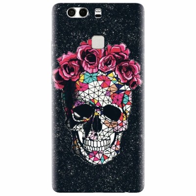 Husa silicon pentru Huawei P9 Plus, Colorful Skull Roses Space foto