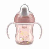 Cana de tranzitie pentru bebelusi Chicco, 200ml, 6 luni+, roz