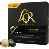 Capsule cafea, L&amp;#039;OR Espresso Ristretto, intensitate 11, 20 bauturi x 25 ml, compatibile cu sistemul Nespresso&reg;*, 20 capsule aluminiu