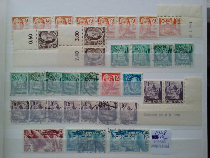 1948-Wurtemberg-per.+simple,Mi=+60$ - MNH+stampilate-Perfect