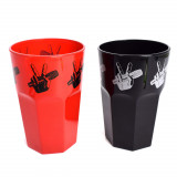 Set 2 pahare imprimate, rosu si negru, 355 ml