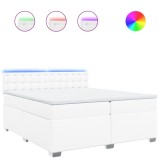 Cumpara ieftin Pat box spring cu saltea, alb, 200x200 cm, piele ecologica