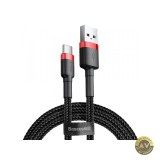 Cablu Date si Incarcare USB-A - USB-C Baseus Cafule 18W 2m Negru CATKLF-C91