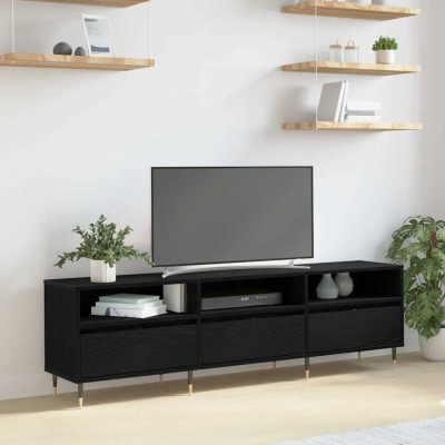 vidaXL Cabinet TV Stejar negru 150 x 30 x 44.5 cm Lemn compozit 869075 foto